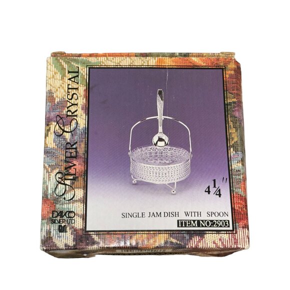 Silver Plated Basket & Crystal Jam Dish With Spoon  4 1/4"  Item No: 2903 - Picture 2 of 5